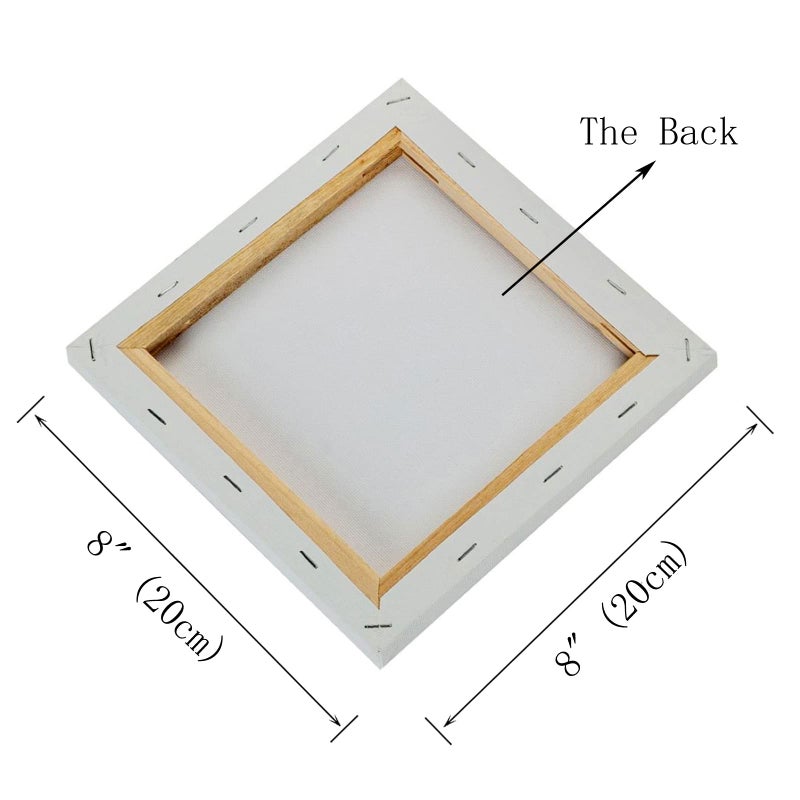 SL crafts Artist Stretched Canvas 8x8 Inch Stretched Blank Canvas Wooden Frame Pack of 6 - Image 2
